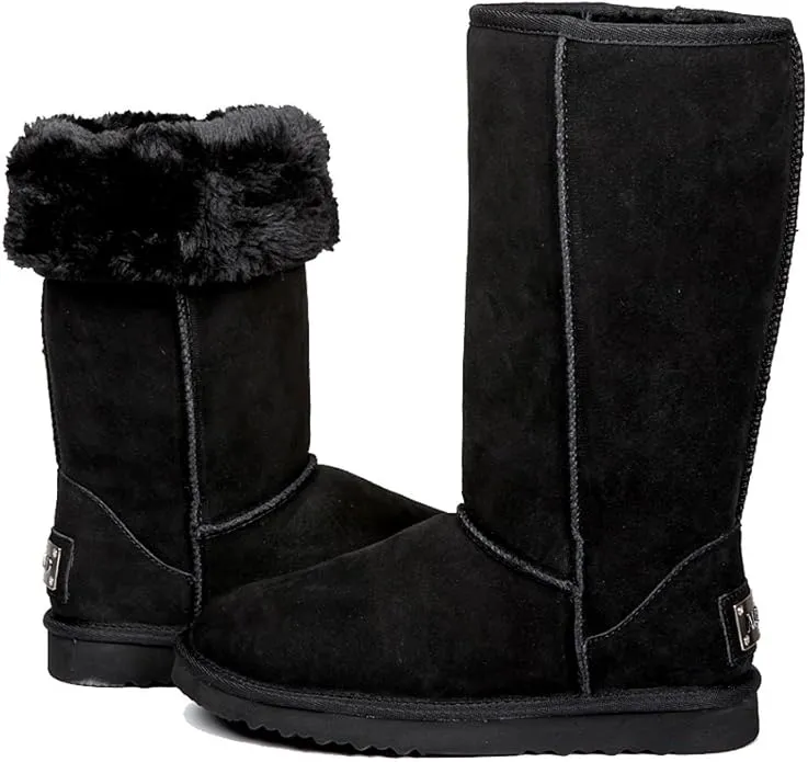 Ausland women's 11-inch classic winter snow boots in genuine sheepskin with tall mid-calf shaft.